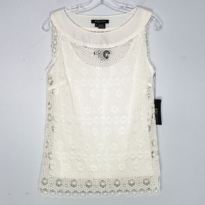 Etcetera ivory lace sleeveless blouse tank 4